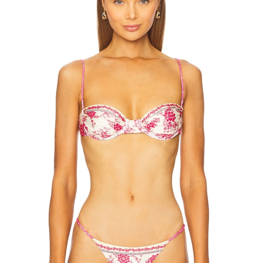 NWT Agua Bandita x Revolve Ankara Bikini Top - Pink & White Floral